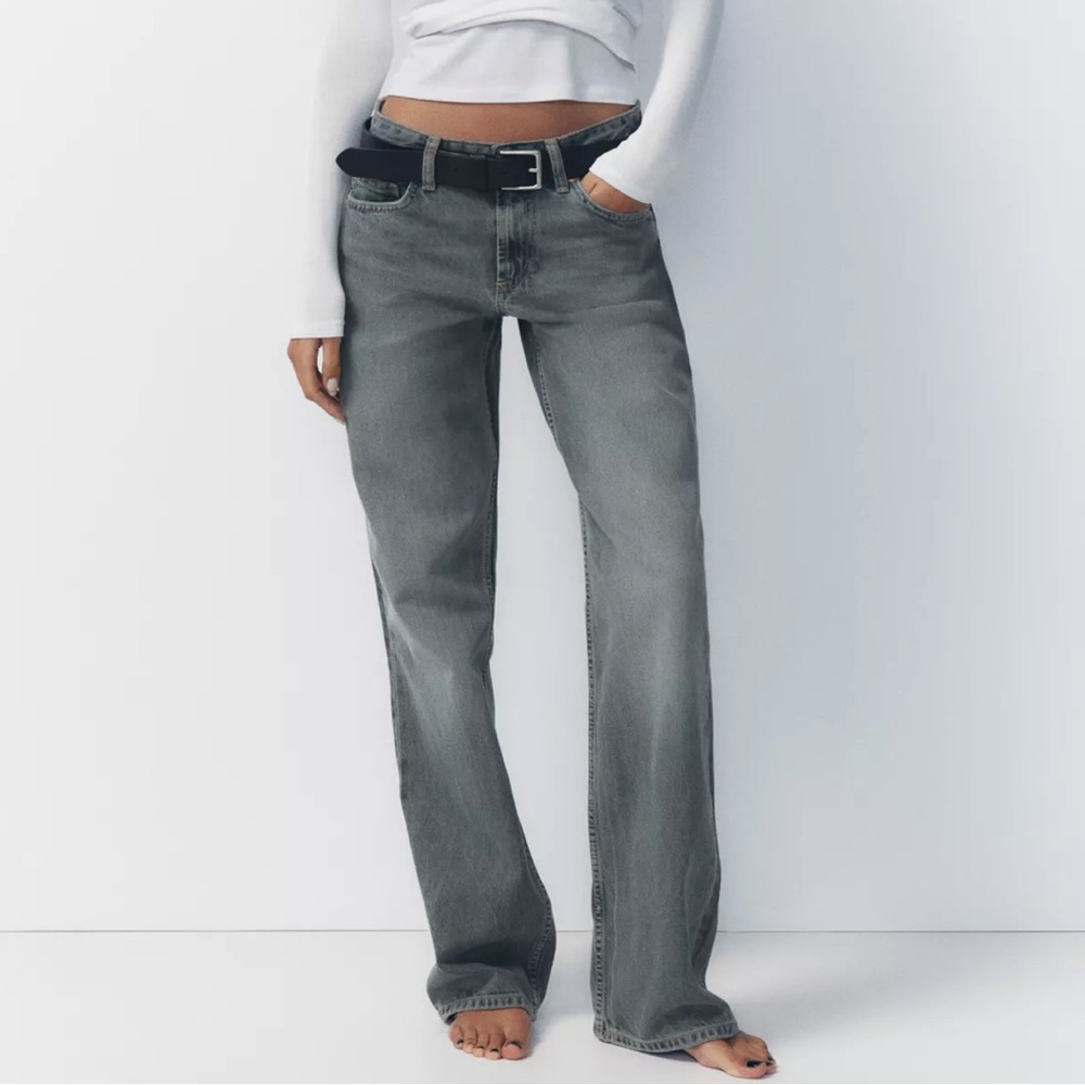 Zara Gray Wide Leg Flare Jeans